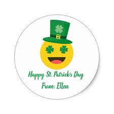 Happy St The Patricks Day Sticker Emoji Classic Round Sticker Zazzle Com Emoji Diy Round Stickers Emoji Artwork