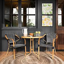 Black And White 3 Pc Wicker Bistro Set In 2020 Patio Decor Patio Furniture Sets Bistro Set
