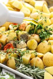 Lay out on a baking sheet and coat with olive oil and salt. Easy Oven Roasted Potatoes Easy To Make Spend With Pennies