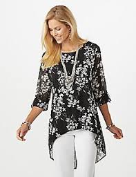Floral High Low Tunic Blouse Dressy Tunic Tops Women Blouses Tunic Blouse