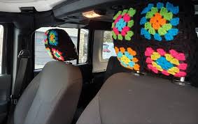 Granny Square Crochet Headrest Covers Granny Square Crochet Granny Square Crochet Car