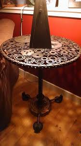 Gear And Sprocket End Table By Motometalfab On Etsy Steampunk Table End Tables Steampunk Furniture