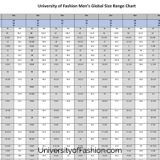 Use Our Mens Global Size Chart To Assist With All Of Our