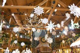 log cabin decorating with snow