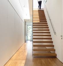 1400mm width double stringer staircase，red oak treads and 12mm tempered glass balustrade. Red Oak Floating Staircase Modern Staircase Other By Demax Staircase Railing Houzz