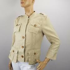 Banana Republic Heritage Safari Jacket Womens Sz 8 Flax Linen Button Front Bananarepublic Blazer Casu Jackets For Women Safari Jacket Leather Jackets Women