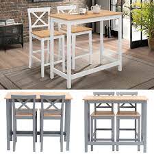 Industrial high table stool dining chair metal set kitchen breakfast bar bistro. High Dining Table And 2 Chairs Set Wood Kitchen Breakfast Bar Stool Compact Unit Ebay