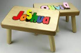 Our items are also completely safe for kids to use and designed to last indefinitely, no matter what kids might put them through over the years. Name Puzzle Stool Etsy Name Puzzle Personalized Puzzles Kids Corner