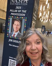 Selfies with a Pillar! Congratulations to our very own Dr. Jon Dooley, vice  president for Student Life, who was named a Pillar of the Profession at the  2025 NASPA conference. Our Student