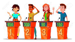 If you know, you know. Character Participating In Tv Quiz Show Young Multicultural Man And Woman Standing Behind Podium With Microphone Playing In Quiz Game Competition Flat Cartoon Illustration Stock Photo Picture And Royalty Free Image