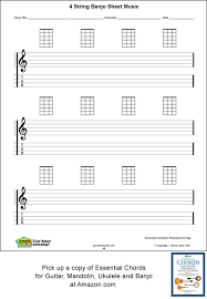 blank 4 string banjo blank sheet music and chord boxes