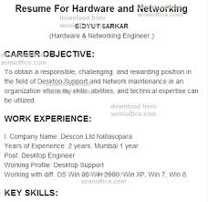 It lets the readers know what to expect from the resume, especially if you are a fresher. Resume For Hardware And Networking Engineer Freshersemioffice Com
