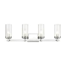 Melinda 4 Light Vanity Light In Polished Chrome With Seedy Glass Burke Decor