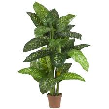 Nearly Natural Real Touch 5 Ft Green Dieffenbachia Silk Potted Plant 6573 The Home Depot Floor Plants Plants Artificial Plants Indoor