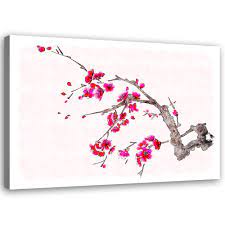 Feeby Non-Woven Canvas Picture Blossoming Cherry Tree Flowers Japan 90 x 60  cm Print Picture Wall Decoration Wall Aesthetic Asia Oriental East Red :  Amazon.de: Home & Kitchen