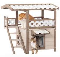 Amazon.com: SPOFLYINN Casa para gatos al aire libre con ...
