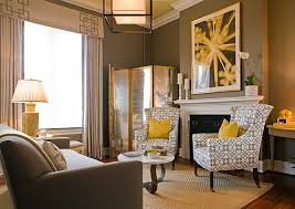 Airy living room with grey and yellow details looks very cheerful and yellowish wooden floors add a sunny touch. Yellow And Gray Living Room Contemporary Living Room Farrow Ball Mouse S Back Sally Steponkus Interiors