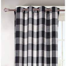 Decotex 2 Piece Plaid Courtyard Buffalo Checkered Grommet Top Window Curtain Panel Drapes 2 Panels 53 X 63 Black Beige Walmart Com Drapes Curtains Curtains Drape Panel