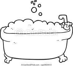 A white conical vessel sink sits on the black floating countertop. Freehand Drawn Black And White Cartoon Bathtub Canstock