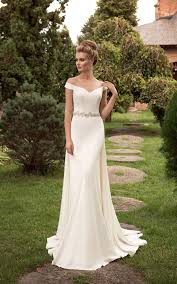 Off The Shoulder V Neck Crystal Decorated Sheath Dress Wedding Dresses Wedding Dress Long Sleeve Perfect Wedding Dress