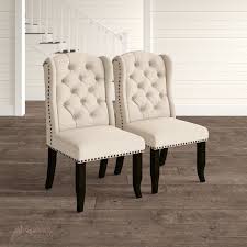 Birch Lane Calila Tufted Upholstered Wingback Side Chair In Beige Reviews Wayfair Side Chairs Dining Chairs Upholstered Dining Chairs