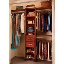 Closetmaid Impressions Narrow 48 In W 108 In W Dark Cherry Wood Closet System 30850 The Home Depot Wood Closet Organizers Closet Organization Cheap Narrow Closet
