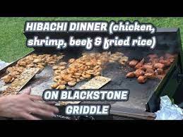 Full Hibachi Dinner Chicken Shrimp Beef Fried Rice On Blackstone Griddle Youtube Griddle Cooking Griddle Recipes Blackstone Griddle
