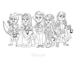 Add some colors of your imagination and make this trick or treat coloring page nice and colorful. 75 Halloween Coloring Pages Free Printables