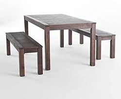 Amazon Com Marin Acacia Wood Outdoor Picnic Set Perfect For Patio In Dark Brown Garden Outdoor Outdoor Dining Table Picnic Set Outdoor Dining