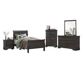 Modern Louis Philippe 5pc Bedroom Set Full Sleigh Bed Dresser Mirror Nightstand Chest In Dark Brown Best 8 In 2019 Dresser As Nightstand Twin Sleigh B
