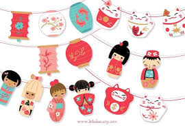 Diy Printable Kokeshi Dolls Garland Pdf Svg Png Download Etsy In 2020 Kokeshi Dolls Kokeshi Japanese Party