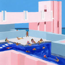 Spain Pool Gouache On Paper Painting Art Helobirdie Pool Swimming Swimmingpool Whimsical Paintings Paintings Art Prints Pool Art