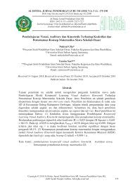 Mengapa alat pemuas kebutuhan sifatnya terbatas. Pdf Pembelajaran Visual Auditory Dan Kinestetik Terhadap Keaktifan Dan Pemahaman Konsep Matematika Siswa Sekolah Dasar