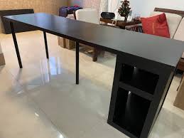 Four black metal legs support the cabinets for a dash of industrial vibes. Ikea Desk Black Brown 2metres Long Furniture Tables Chairs On Carousell