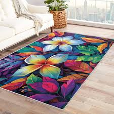 Amazon.com: Plumeria Flower Rugs for Living Room Bedroom - Floral Rug 3x4 -  Colorful Carpet for Home Decor - Washable Non Slip Patterned Indoor Small  Area Rug - Soft & Low Pile