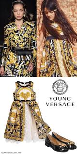 Young Versace Mini Me Girl Savage Baroque Print Black Gold Silk Dress Fashion Baby Girl Outfits Girl Outfits Kids Outfits