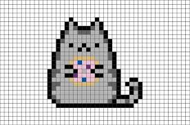Pusheen Mit Donut Pixel Art Kreuzstichmuster Stickmotive Perlenkunst