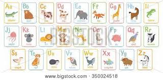 Vector abc poster with cartoon animals in flat style for french school. Alphabet Cards Kids Vector Photo Free Trial Bigstock