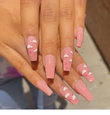 Cute pink nail designs are so attractive, you can't help but fall in love with each and every look! Pink Clouds And Stars Nails Cute Pink Nails Summer Acrylic Nails Acrylic Nails