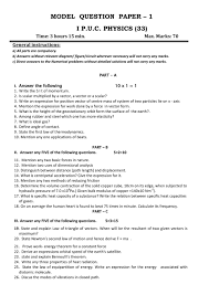 Karnataka 1st Puc Model Question Paper For Physics Aglasem Schools