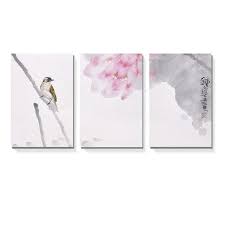 Wood carved floral wall art. Wall26 3 Panel Canvas Wall Art Chinese Ink Painting Lotus Flower And A Bird Giclee Print Gallery Wrap Modern Home Decor Ready To Hang 24 X36 X 3 Panels Walmart Com Walmart Com