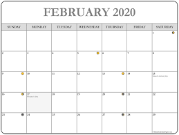 February 2020 Moon Phases Calendar In 2020 Moon Phase Calendar August Calendar Calendar Printables