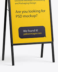 Download Plastic Stand Mockup In Outdoor Advertising Mockups On Yellow Images Object Mockups PSD Mockup Templates