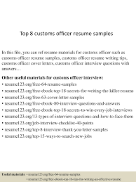 Top 8 Customs Officer Resume Samples