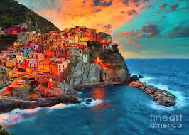 Puzzle cinque terre de marque jumbo comprenant 1000 pièces à partir de 14.95 €. Cinque Terre Fiery Sunset Over Manarola On The Italian Riviera 1000 Piece Adults Jigsaw Puzzle Mixed Media By Safran Fine Art