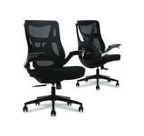 Beautyrest ErgoMax Mesh Swivel Task Chair, Supports Up to 275 lb, 19" x  22.75" Seat Height, Black Back/Seat, Black Base