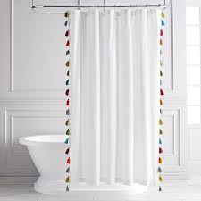 Black And White Shower Curtain With Tassels Style Is In The Details Case In Point Our Pure White Cotton Shower Curtain Is Embellished W Unique Shower Curtain Bathroom Curtain Set Fabric Shower Curtains