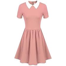 Women S Casual Short Sleeve Doll Collar Dress Peter Pan Collar Work 12 Liked On P Work Dresses For Women Summer Dresses For Women Casual Summer Dresses