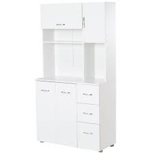 When storage is lacking, our stylewell kitchen cabinet fills in the blanks beautifully. Homcom 66 Wood Kitchen Pantry Storage Cabinet Microwave Oven Stand With Storage White W 3