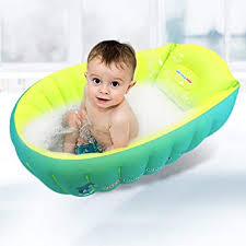 Use one hand to support baby's head, then slowly lower them. Amazon Com Relaxing Baby Inflatable Baby Bathtub Newborn Baby Bathtub Seat For Infant Non Slip Baby Pool For Sitting Up Portable Toddler Tub Shower Foldable Travel Tub With Pool Toy Air Pump Accessories